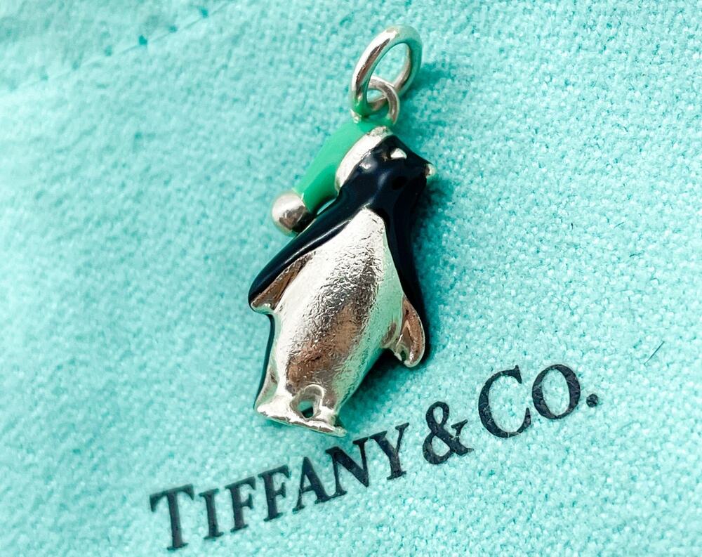 Tiffany & Co. Christmas Penguin With Blue Enamel Hat Sterling Silver Charm